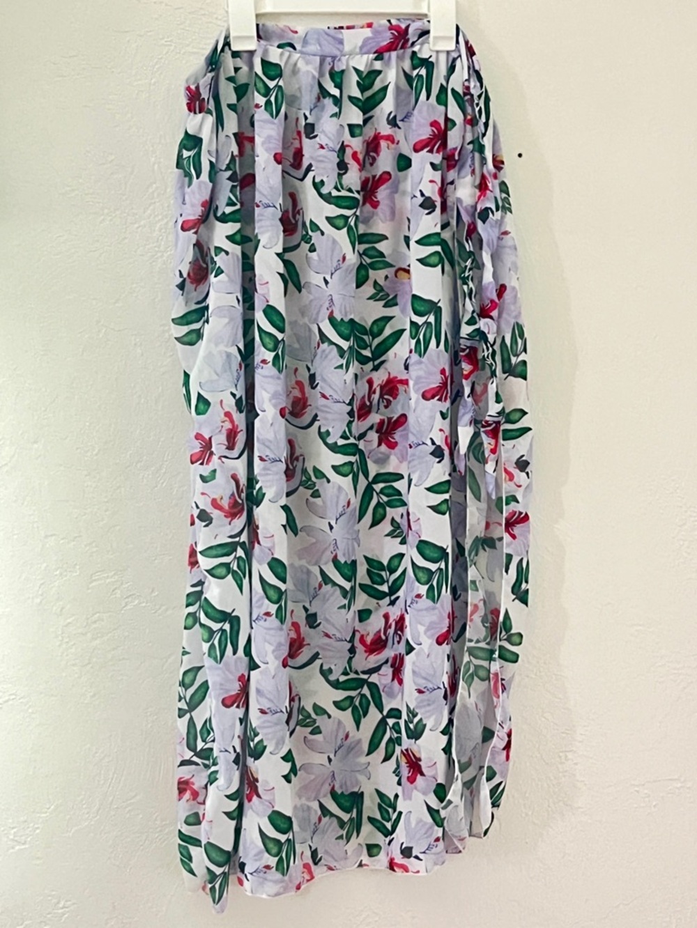SHEIN BEACH SARONG COVER UP skirt sheer floral  L 8/10 co3